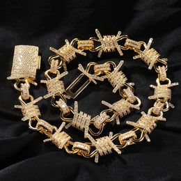 Iced Barbed Wire Chain necklace product view 7