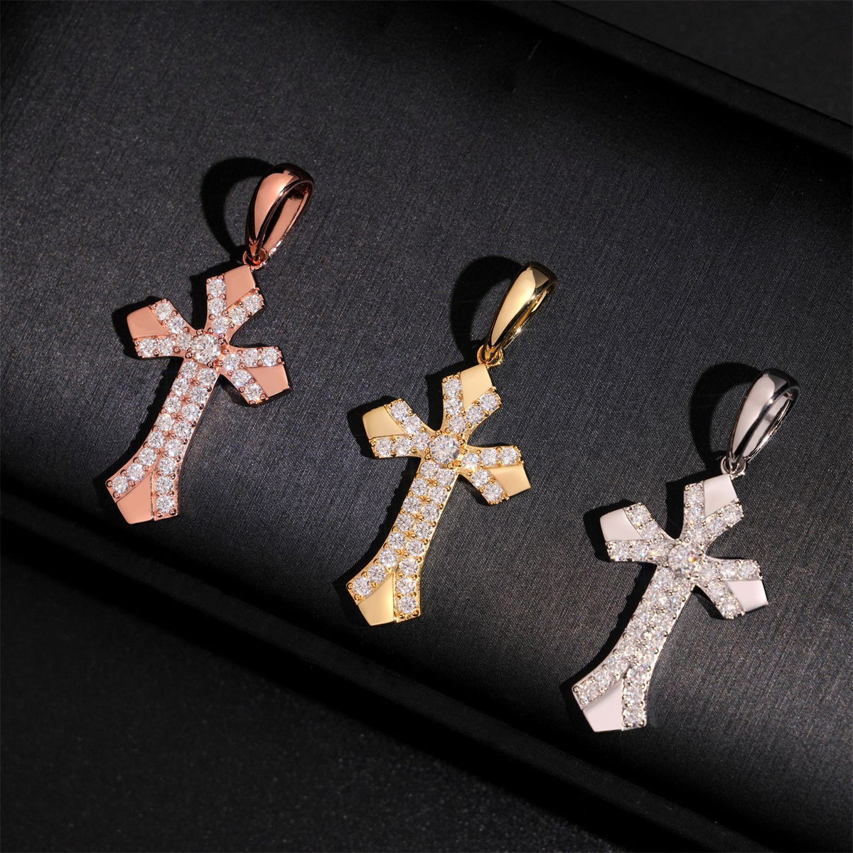 Moissanite Iced Out Cross Pendant - 925 Sterling Silver