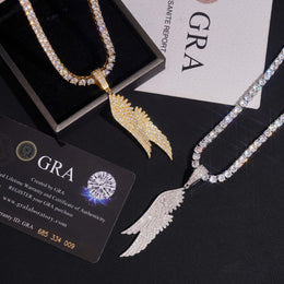 Iced Out Moissanite Angel Wing Pendant - 925 Sterling Silver — product image 5