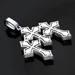 Iced Out 3 Cross Pendant- Miles Jewellery