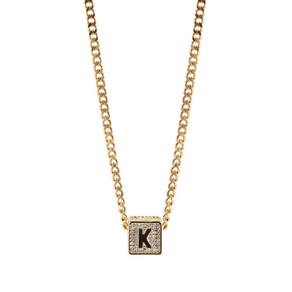 Iced Alphabet Block Pendant