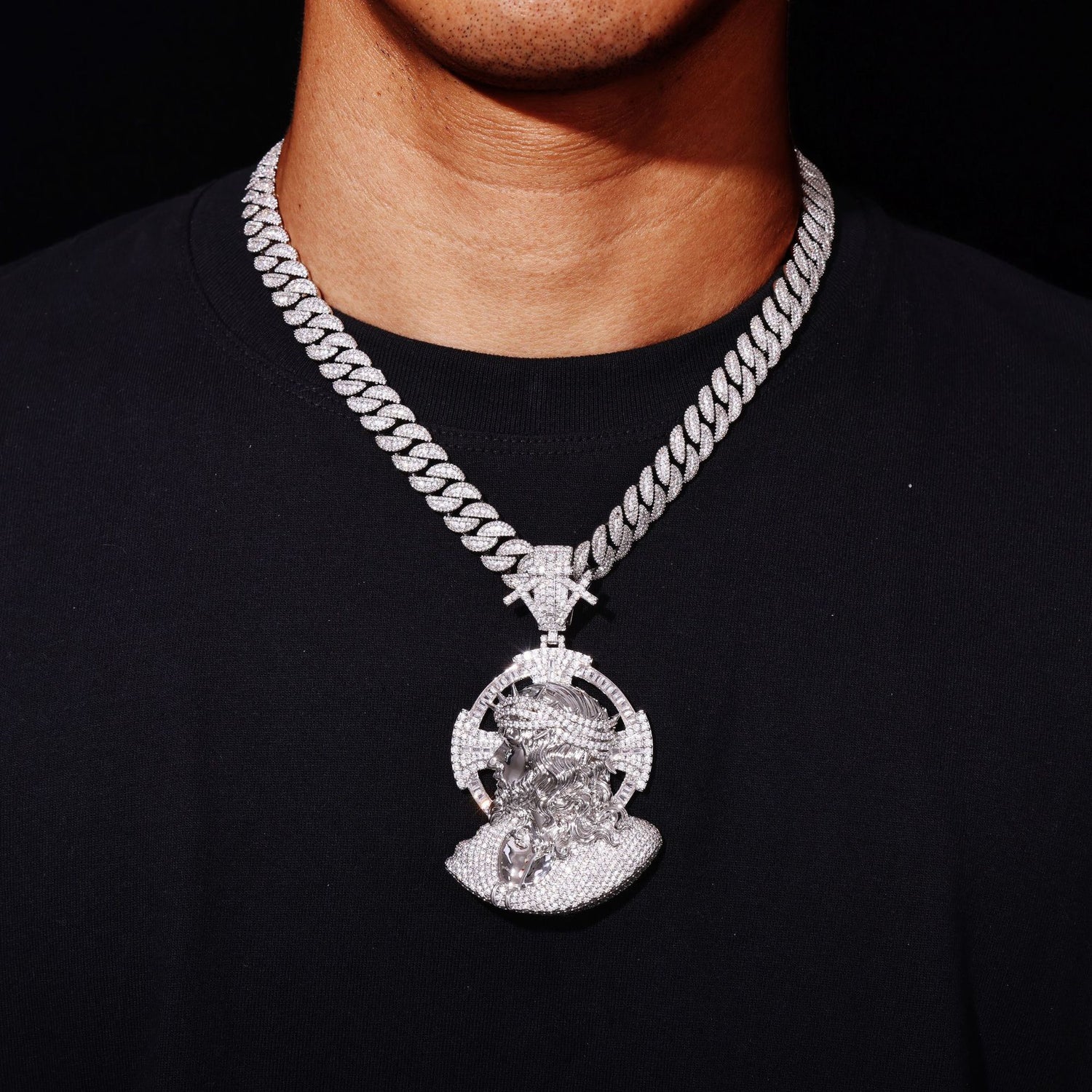 Iced 3D Crown of Thorns Jesus Pendant