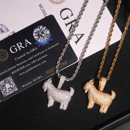 Iced Moissanite Goat Pendant – 925 Sterling Silver — product image 4