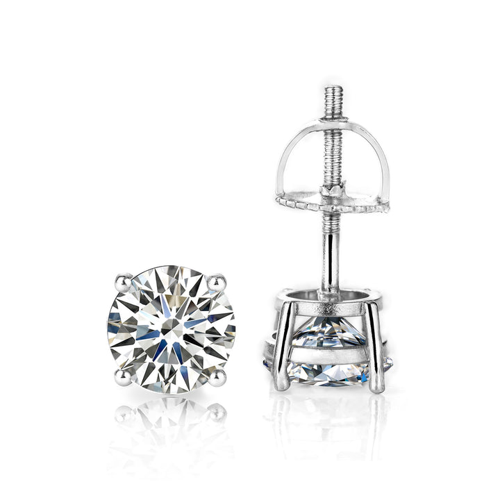Puces d'oreilles rondes en moissanite VVS de 6 mm – Argent sterling 925