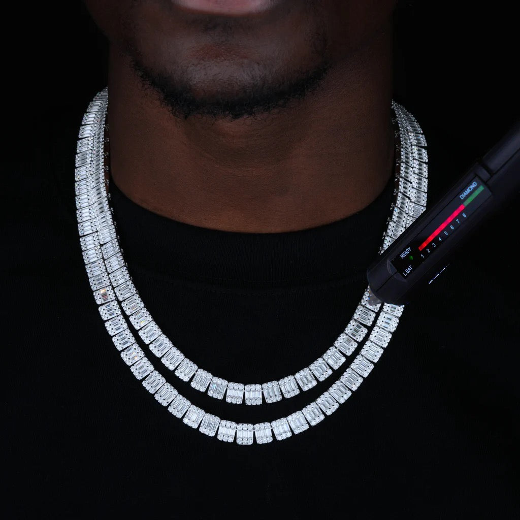 8mm Iced Square Baguette Chain Necklace- Miles Jewellery