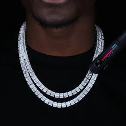 8mm Iced Square Baguette Chain Necklace- Miles Jewellery