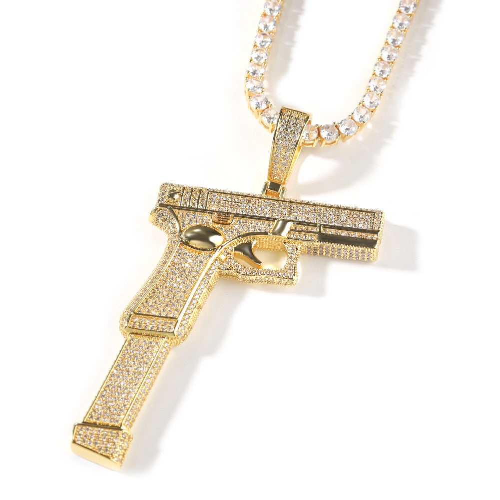 Iced Out Pistol Pendant