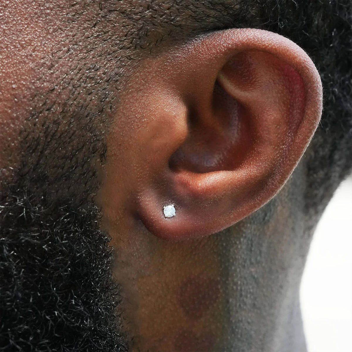 3mm Round Cut Diamond Stud Earring in White Gold