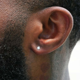 3mm Round Cut Diamond Stud Earring in White Gold