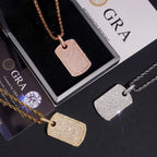 Iced Dog Tag Pendant Micro Pave Diamond Charm