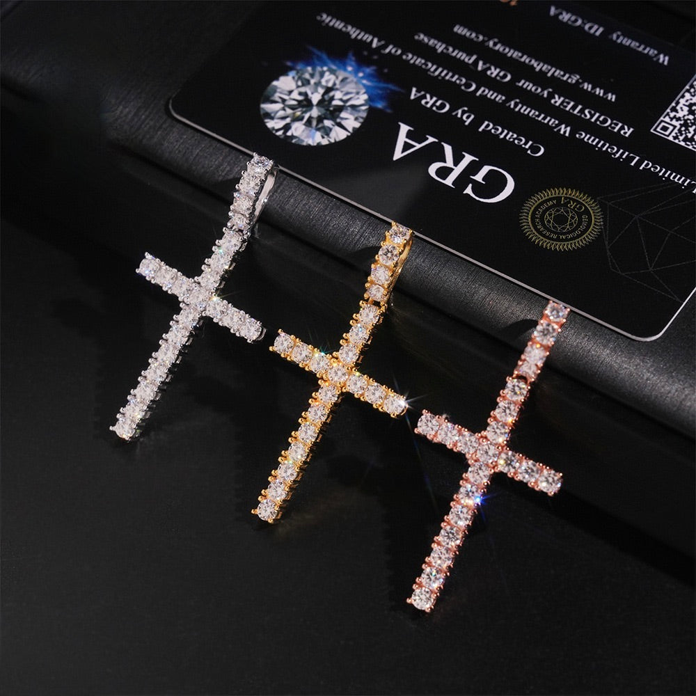 3mm Moissanite Cross Pendant