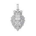 Diamond-encrusted lion head pendant on a white background