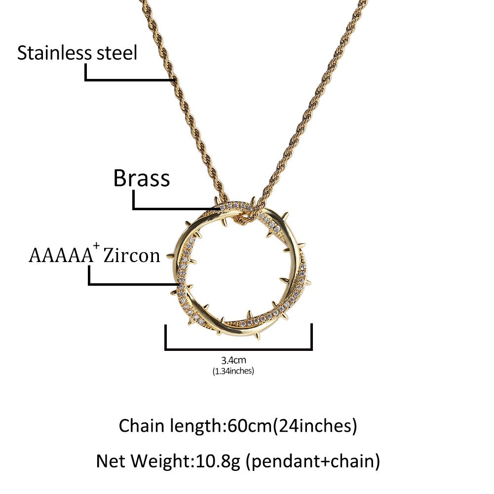 Thorn Crown Pendant Necklace With Rope Chain- Miles Jewellery