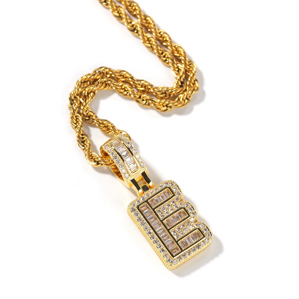 Iced Baguette Initial Pendant