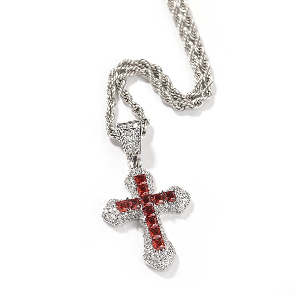 Iced Color Cross Pendant - Hip Hop Jewelry- Miles Jewellery