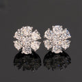 Petal Flower Moissanite Stud Earrings Screw Back - 925 Sterling Silver