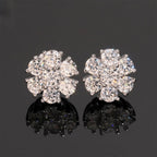 Petal Flower Moissanite Stud Earrings Screw Back - 925 Sterling Silver