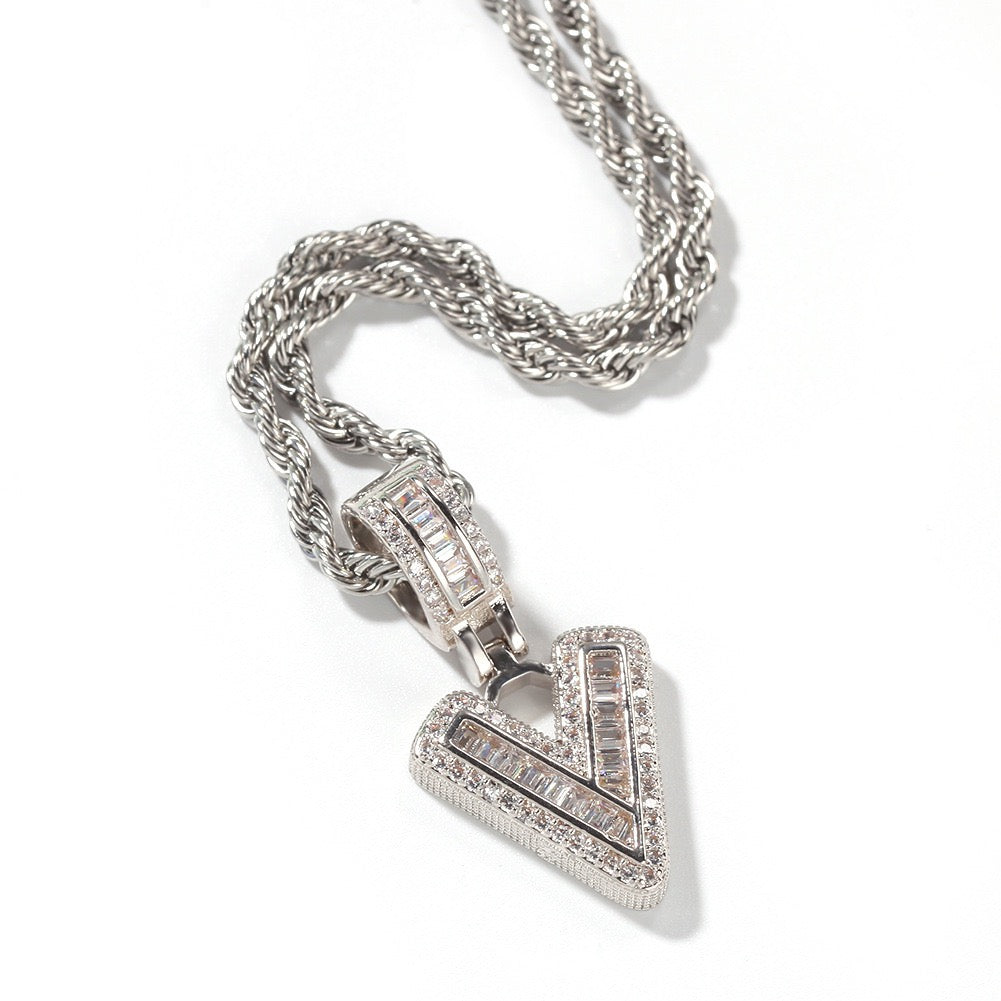 Iced Baguette Initial Pendant