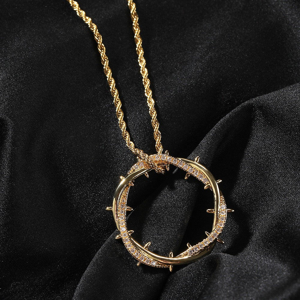 Thorn Crown Pendant Necklace With Rope Chain- Miles Jewellery
