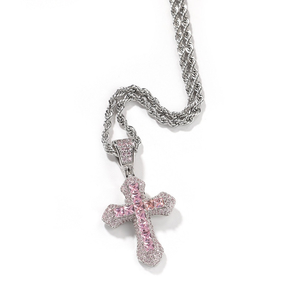Iced Color Cross Pendant - Hip Hop Jewelry- Miles Jewellery