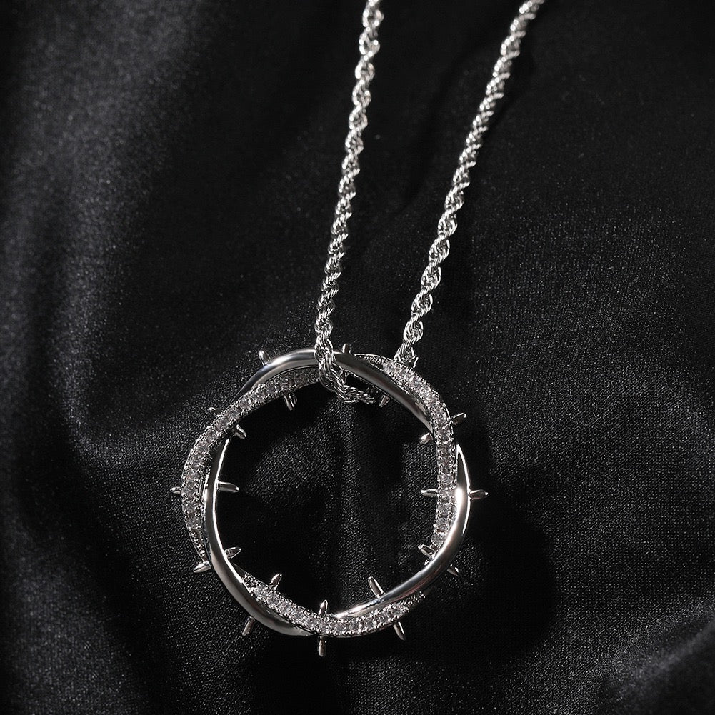 Thorn Crown Pendant Necklace With Rope Chain- Miles Jewellery