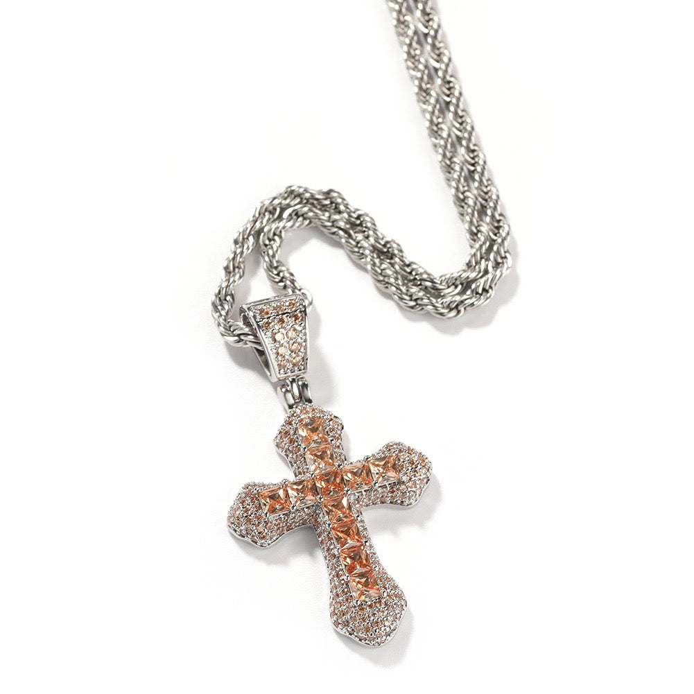 Iced Color Cross Pendant - Hip Hop Jewelry- Miles Jewellery