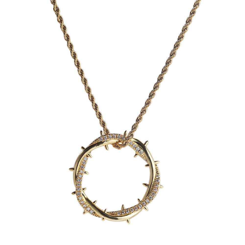 Thorn Crown Pendant Necklace With Rope Chain- Miles Jewellery