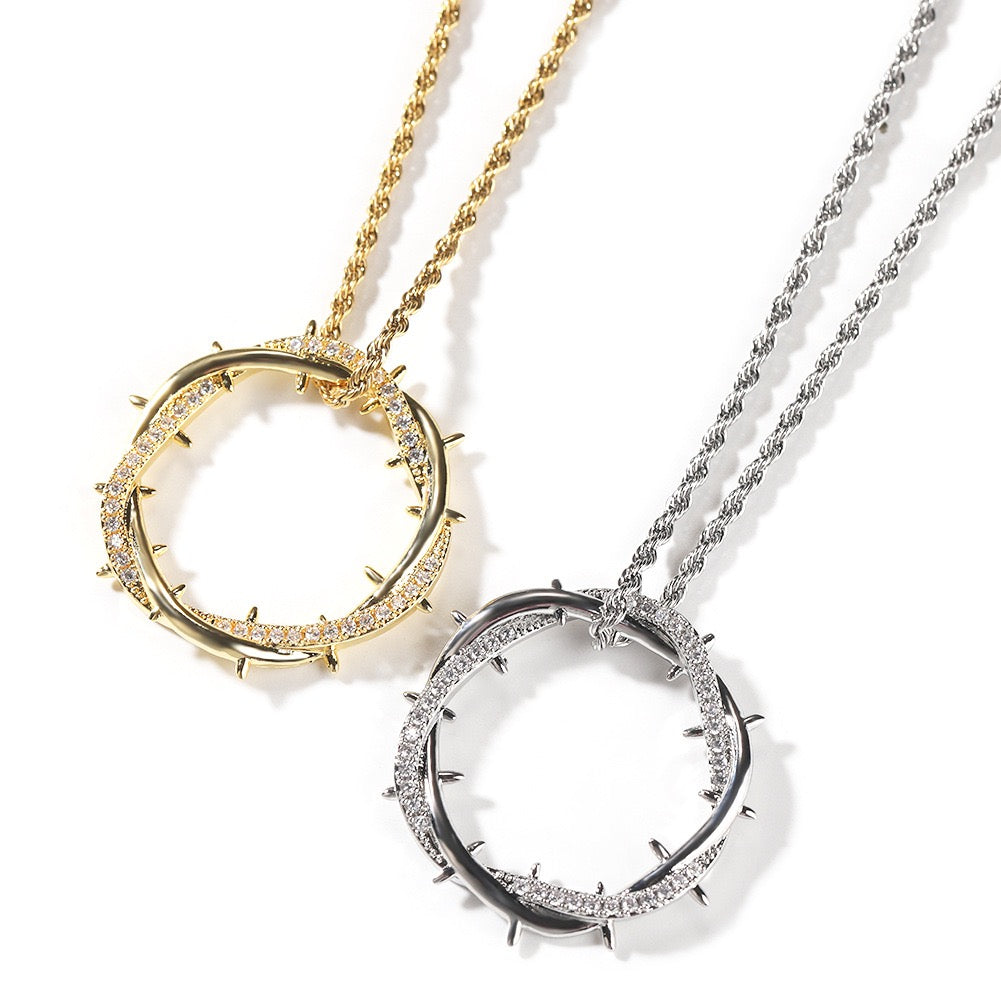 Thorn Crown Pendant Necklace With Rope Chain- Miles Jewellery