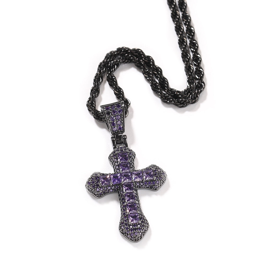 Iced Color Cross Pendant - Hip Hop Jewelry- Miles Jewellery