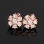 Petal Flower Moissanite Stud Earrings Screw Back - 925 Sterling Silver