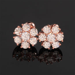 Petal Flower Moissanite Stud Earrings Screw Back - 925 Sterling Silver — product image 9