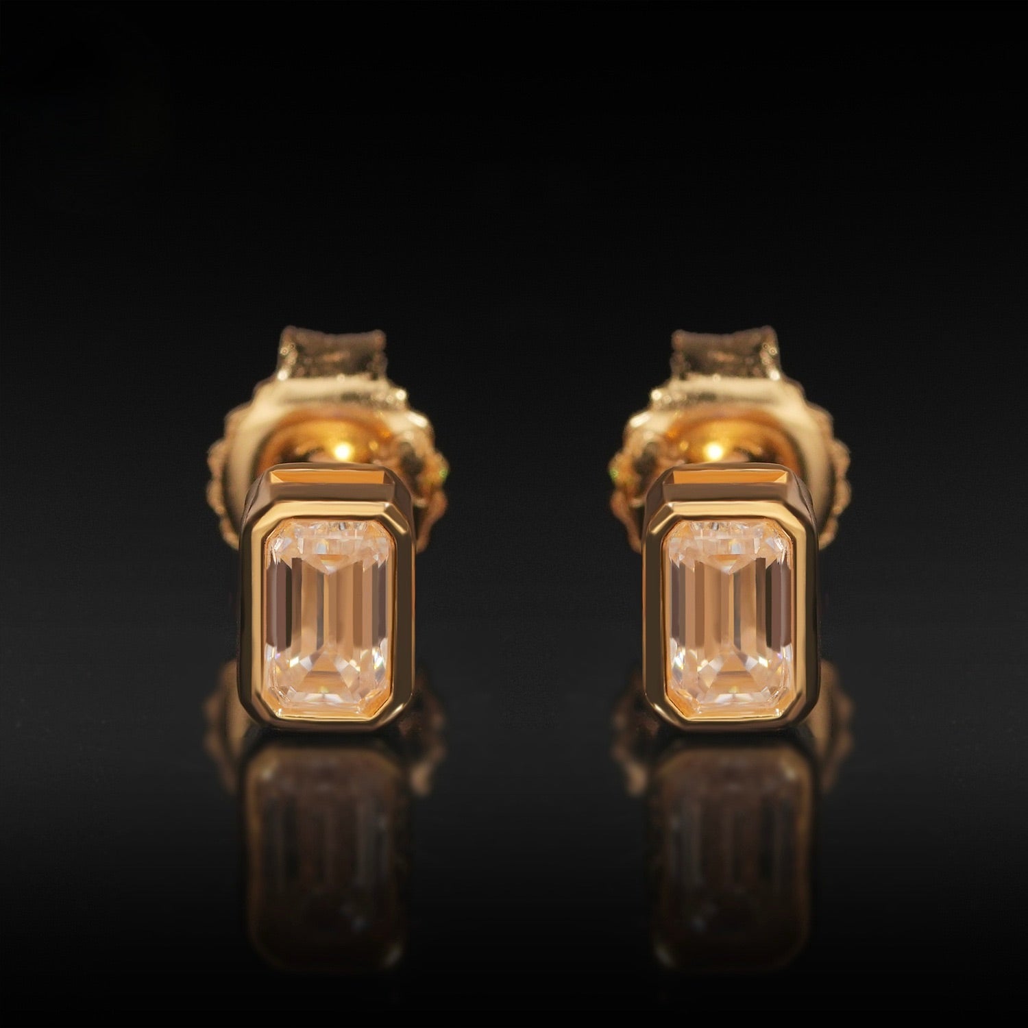 0.5ct Emerald Cut Moissanite Stud Earrings - 925 Sterling Silver — product image 7