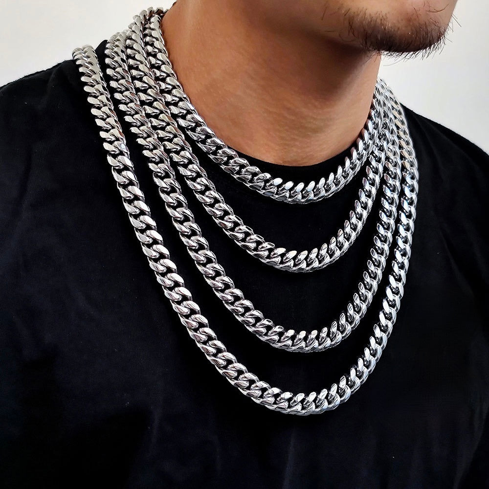 6-18mm Miami Stainless Steel Cuban Link necklace product view 2