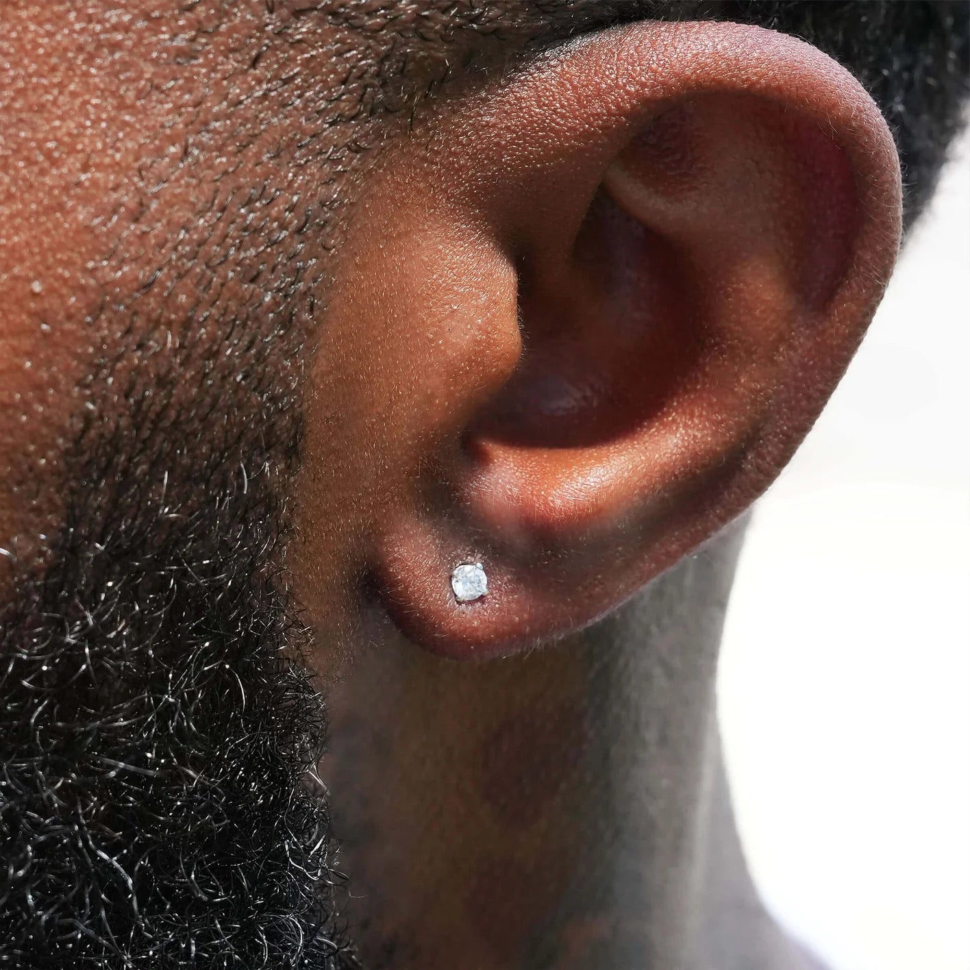 3mm Round Cut Diamond Stud Earring in White Gold