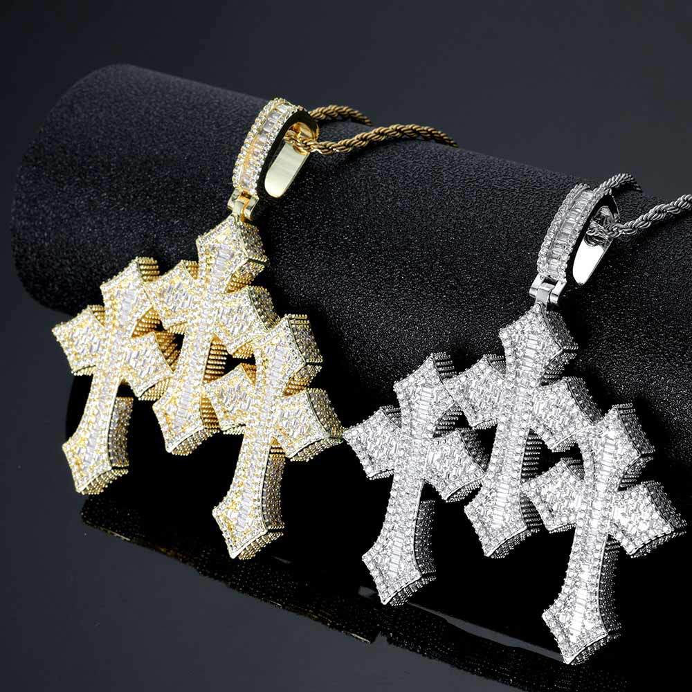 Iced Out 3 Cross Pendant- Miles Jewellery
