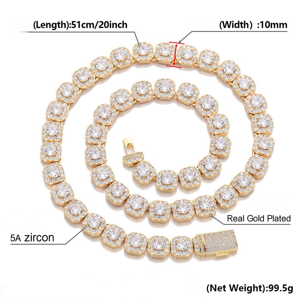 Close-up of 10/12mm Iced Out Halo Tennis Chain clasp detail - Miles Jewellery