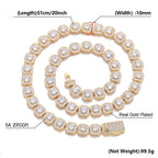 Close-up of 10/12mm Iced Out Halo Tennis Chain clasp detail - Miles Jewellery