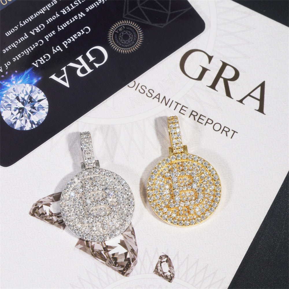 Moissanite Bitcoin Pendant 925 Sterling Silver — product image 6