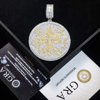 VVS Moissanite Imperial Cross Medallion Pendant - 925 Sterling Silver