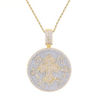 Iced Out Byzantine Cross Medallion Pendant