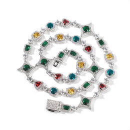 Iced Geometric Color Stone necklace product view 1