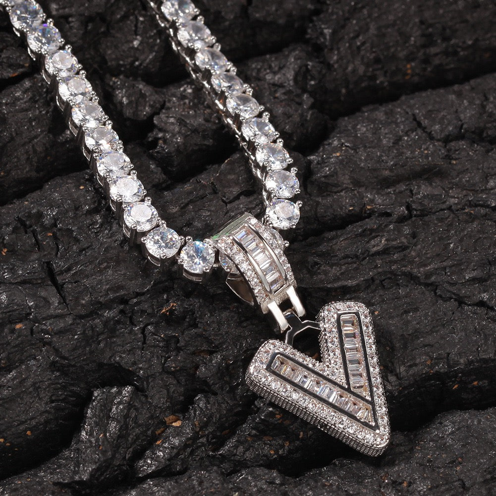 Iced Baguette Initial Pendant