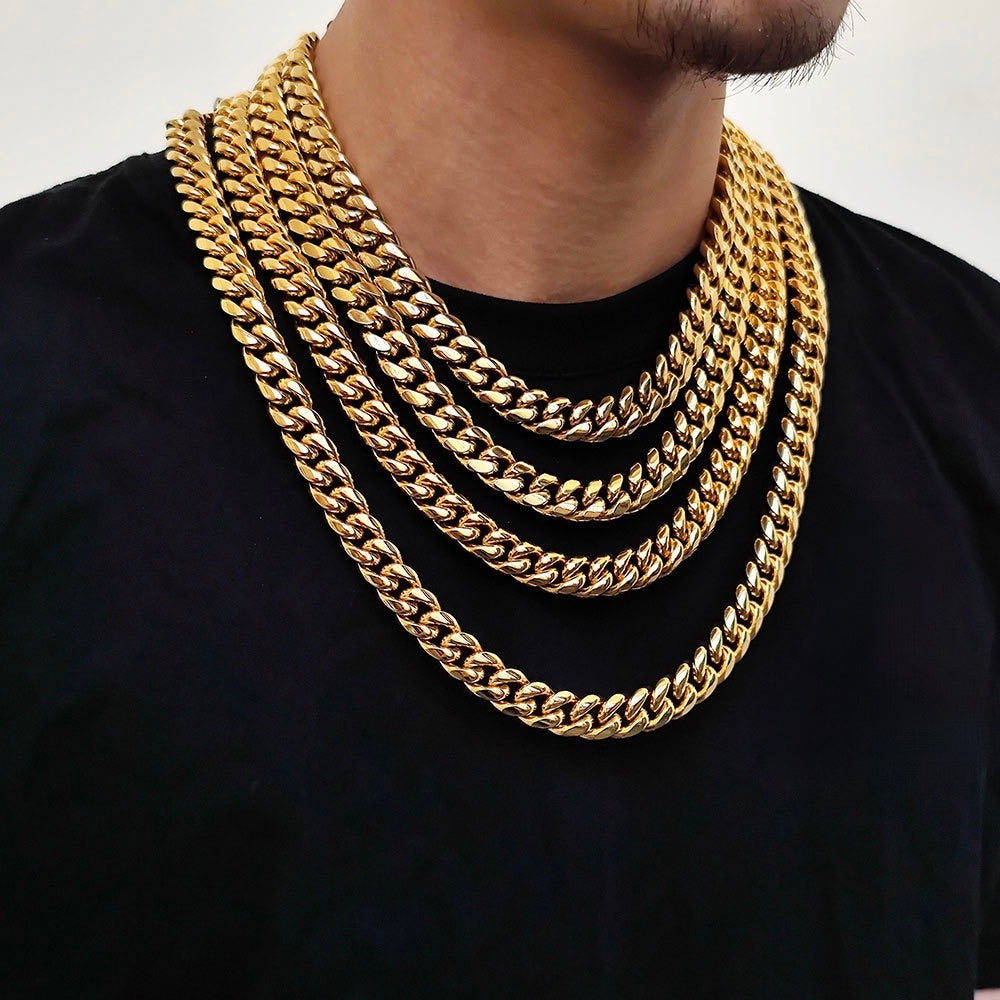 6-18mm Miami Stainless Steel Cuban Link necklace product view 3