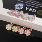 Petal Flower Moissanite Stud Earrings Screw Back - 925 Sterling Silver