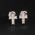 Moissanite Cross Stud Earrings Screw Back - 925 Sterling Silver