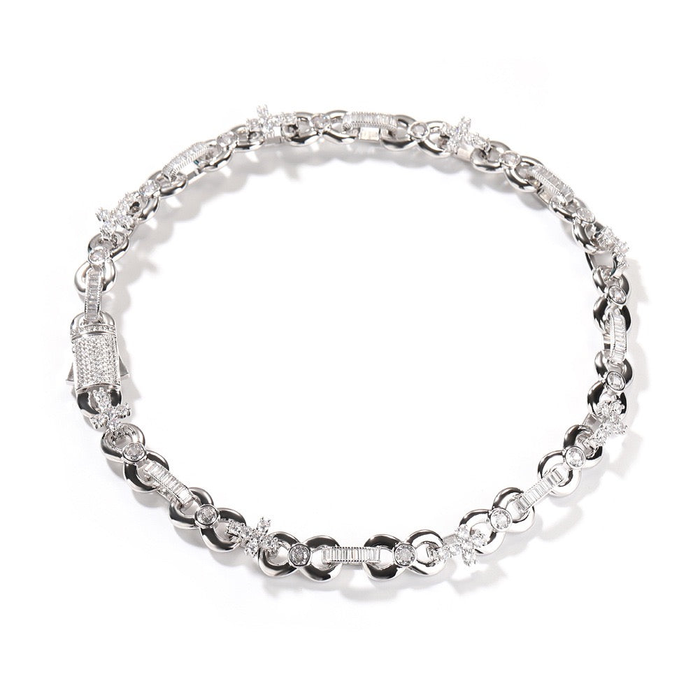 Iced Infinity Cross Link Chain Necklace