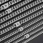 6-18mm Miami Stainless Steel Cuban Link Chain Bracelet Necklace