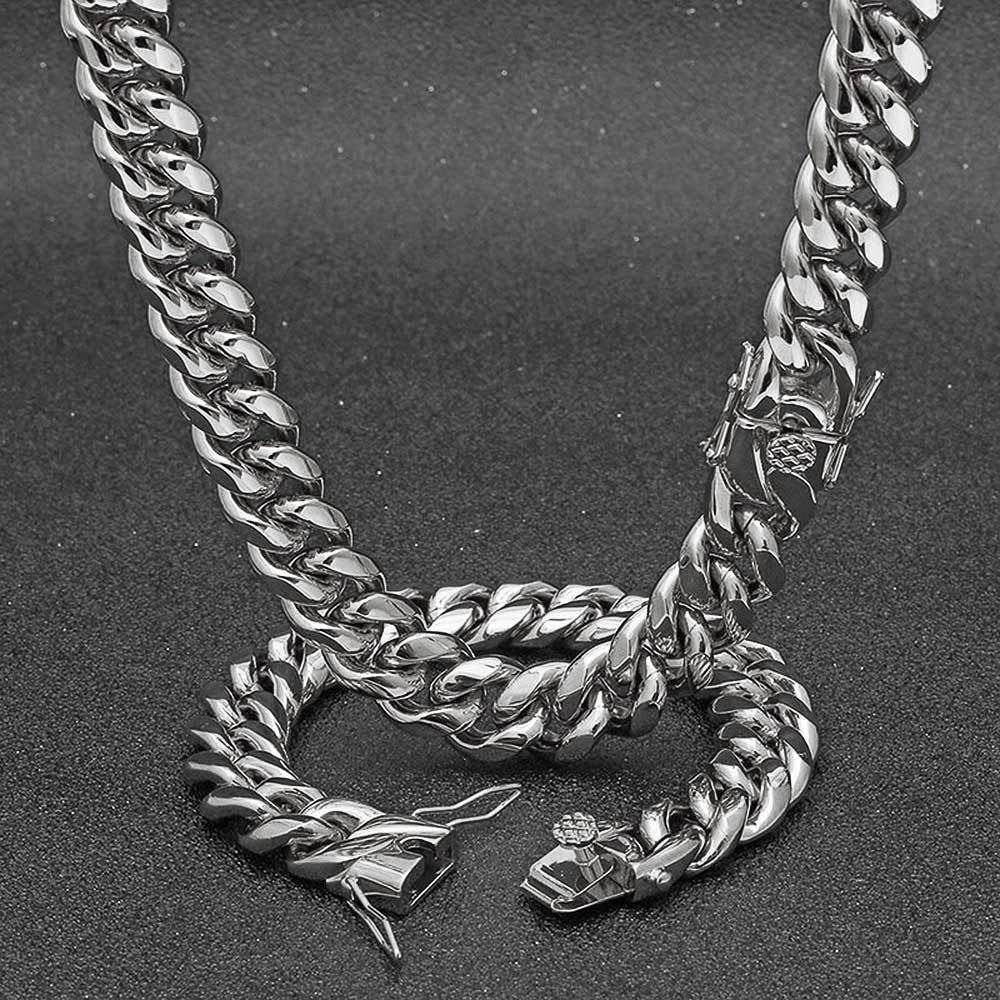 6-18mm Miami Stainless Steel Cuban Link necklace product view 6