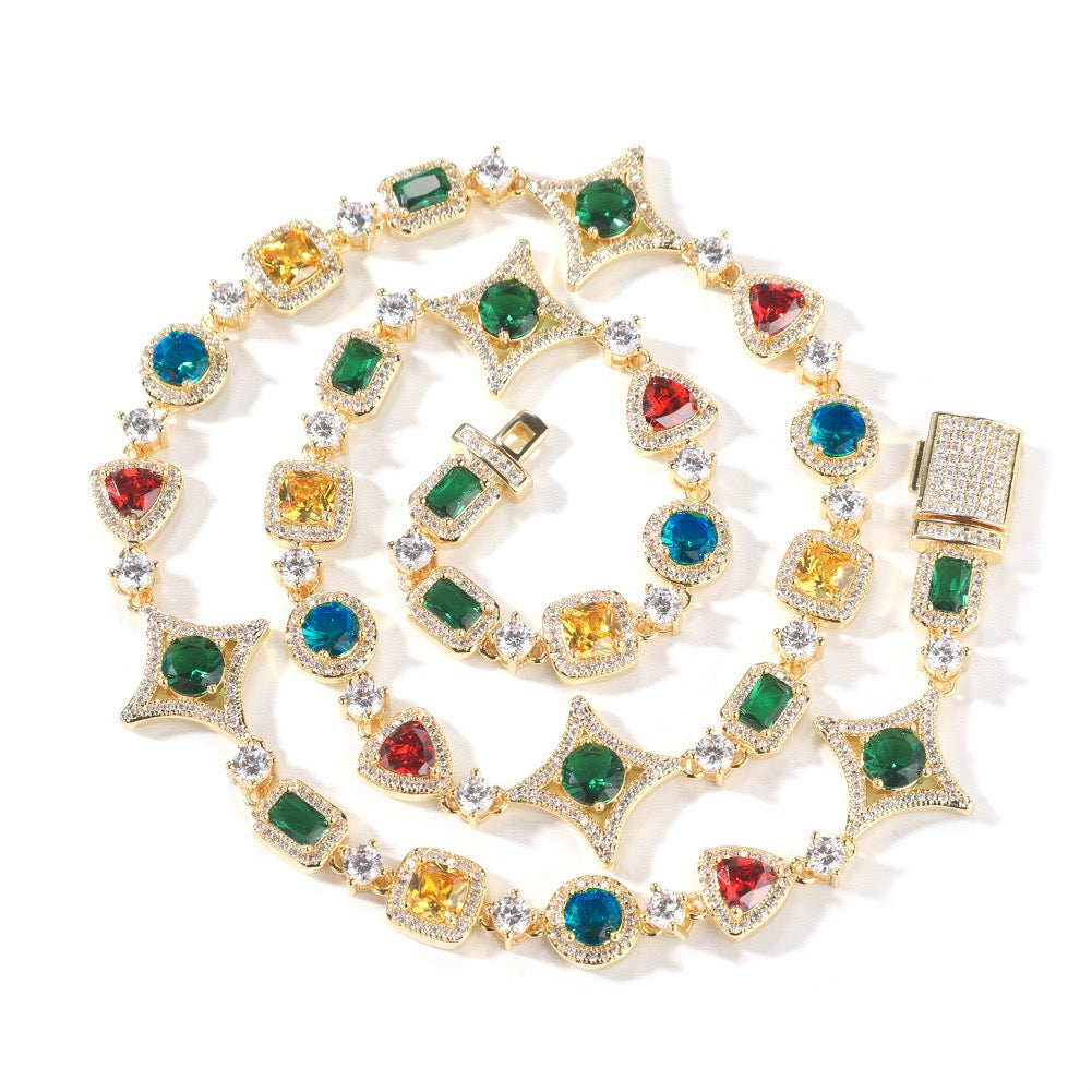 Iced Geometric Color Stone necklace product view 2