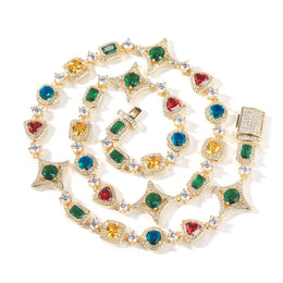 Iced Geometric Color Stone necklace product view 2